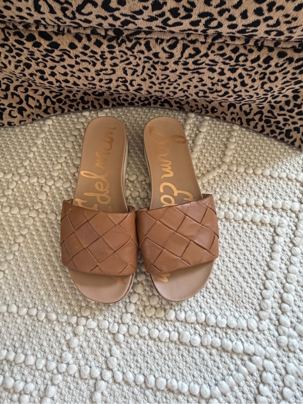 Sam Edelman Tan Woven Slide Mules